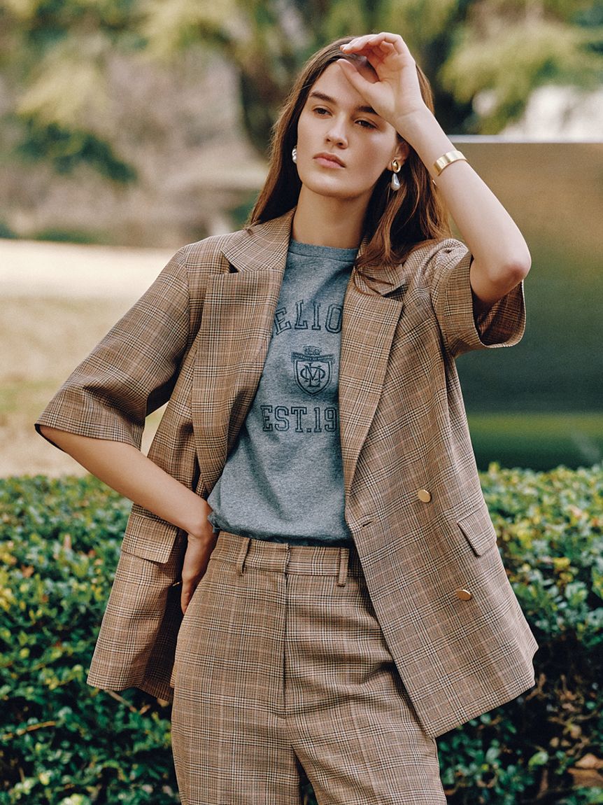 Mila Owen「【ＵＶカット】金釦ハーフスリーブジャケット」|テーラードジャケット|CHECK