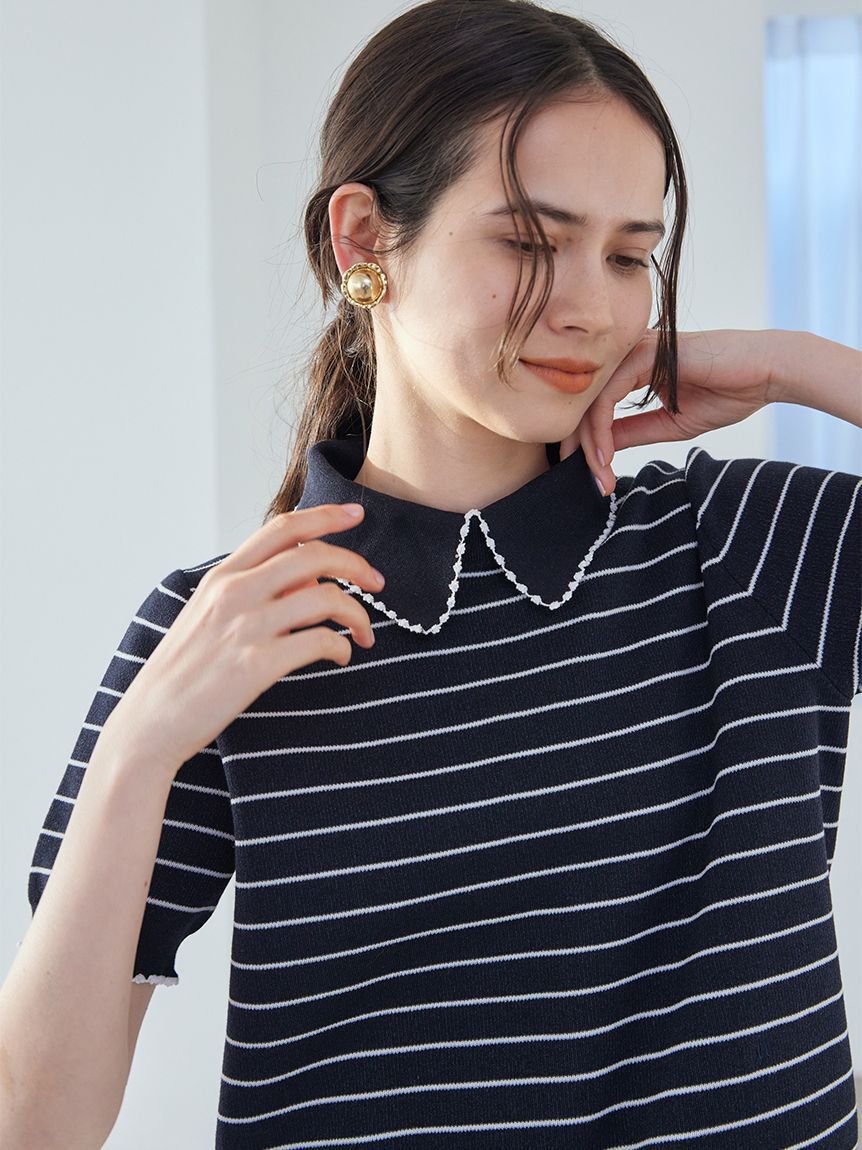 Mila Owen「【WEB限定カラー】２ＷＡＹ衿取り外しポロニットプルオーバー」|ニット・セーター|