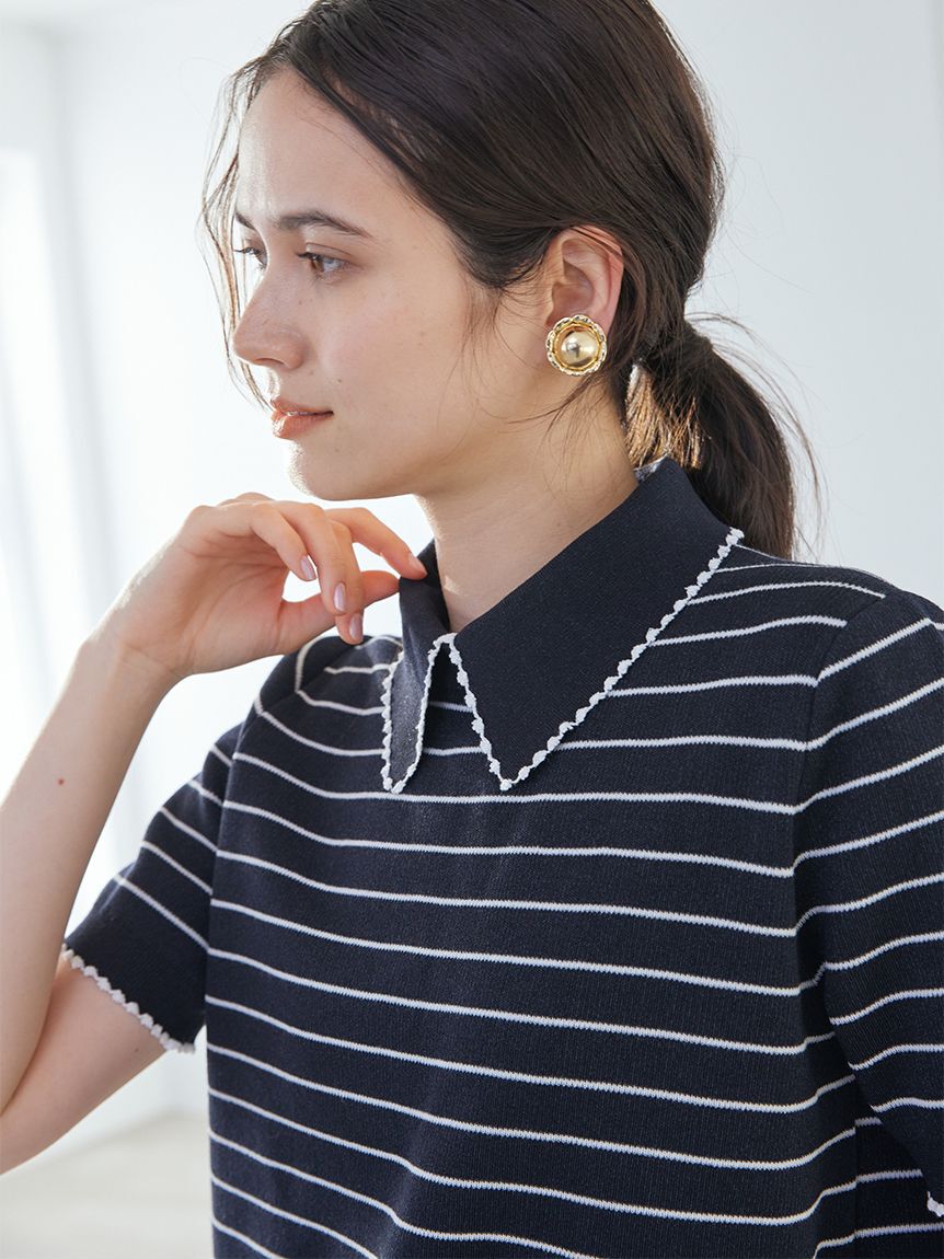 Mila Owen「【WEB限定カラー】２ＷＡＹ衿取り外しポロニットプルオーバー」|ニット・セーター|