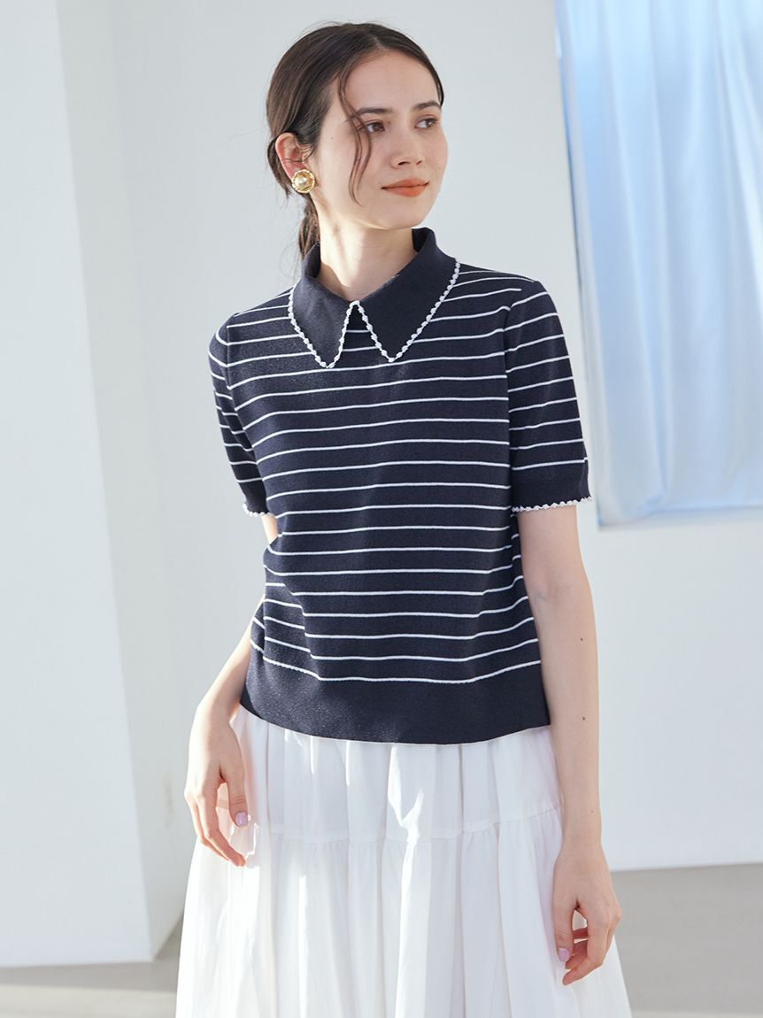 Mila Owen「【WEB限定カラー】２ＷＡＹ衿取り外しポロニットプルオーバー」|ニット・セーター|