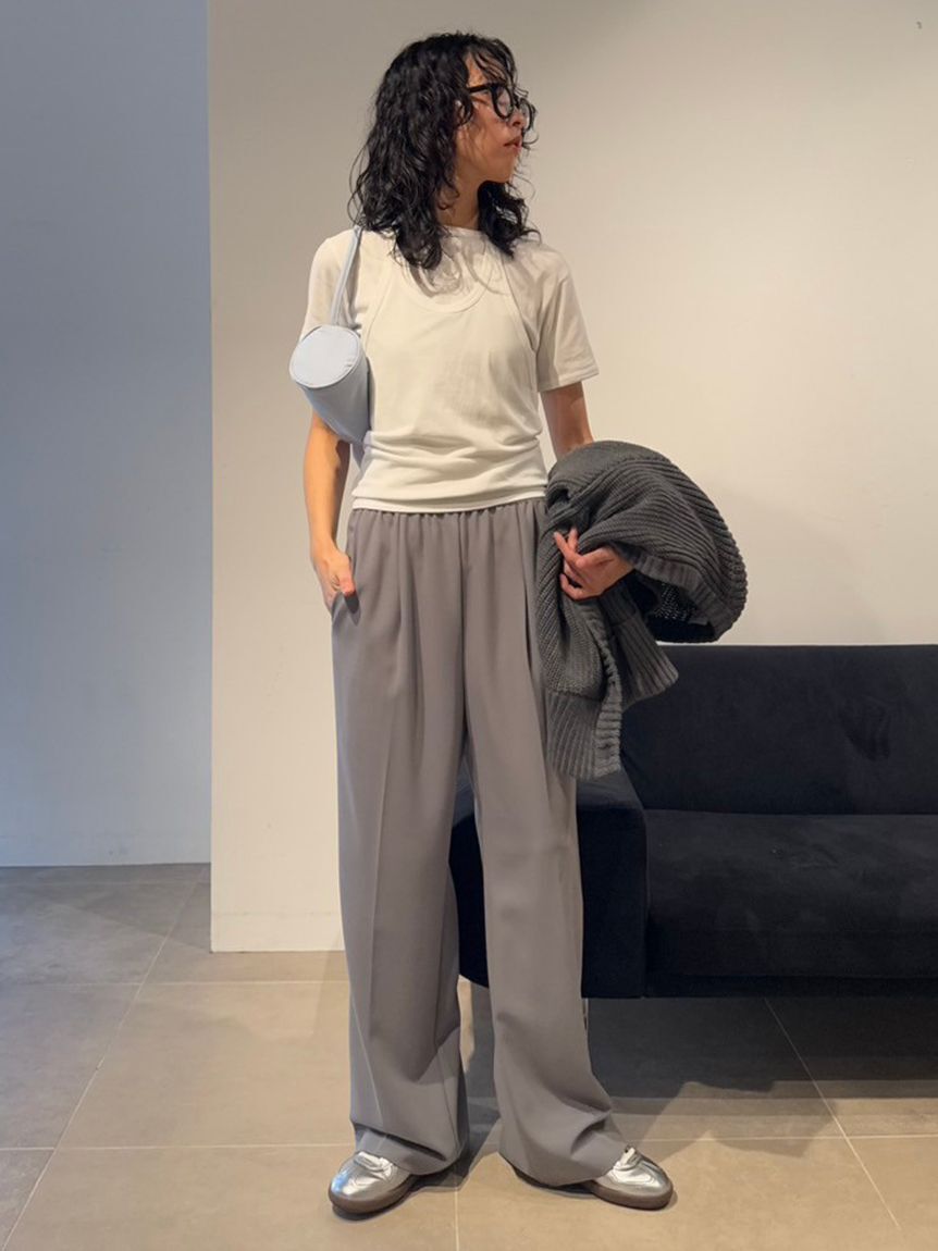 emmi atelier「【10th】emmiロゴジャガードゴムタックパンツ」|チノ|