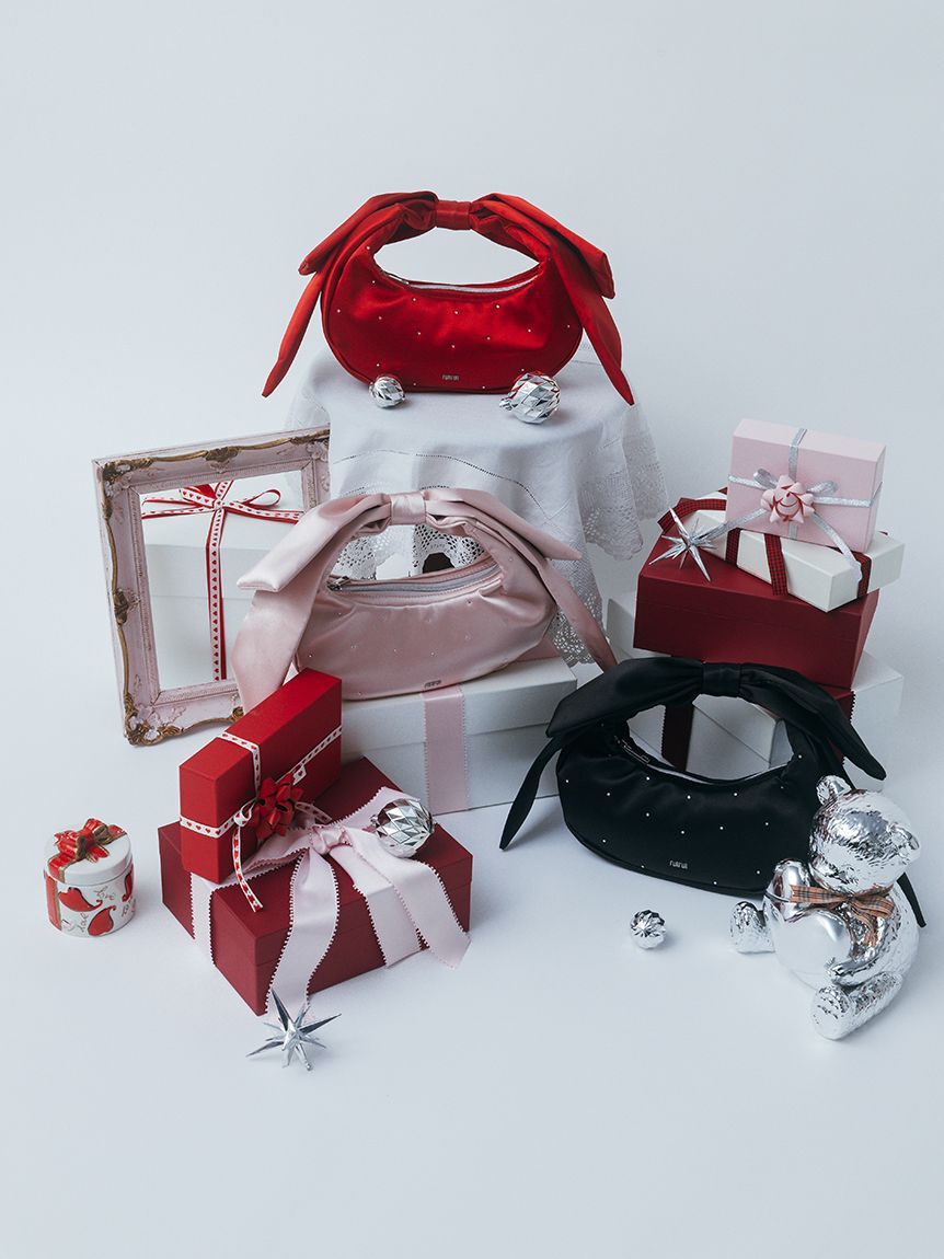 FURFUR「リボンハンドルサテンムーンバッグ」|ハンドバッグ|