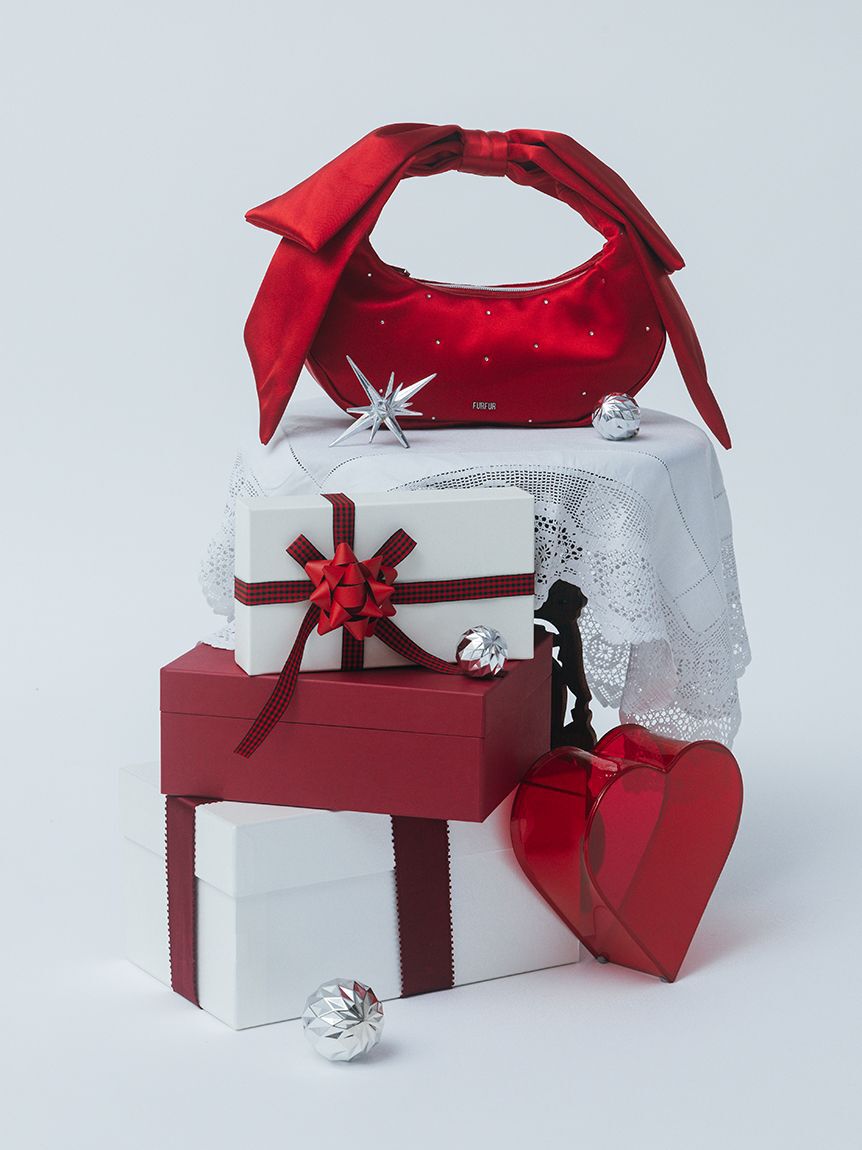 FURFUR「リボンハンドルサテンムーンバッグ」|ハンドバッグ|