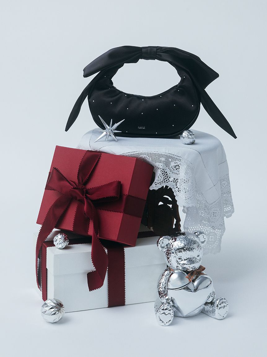 FURFUR「リボンハンドルサテンムーンバッグ」|ハンドバッグ|