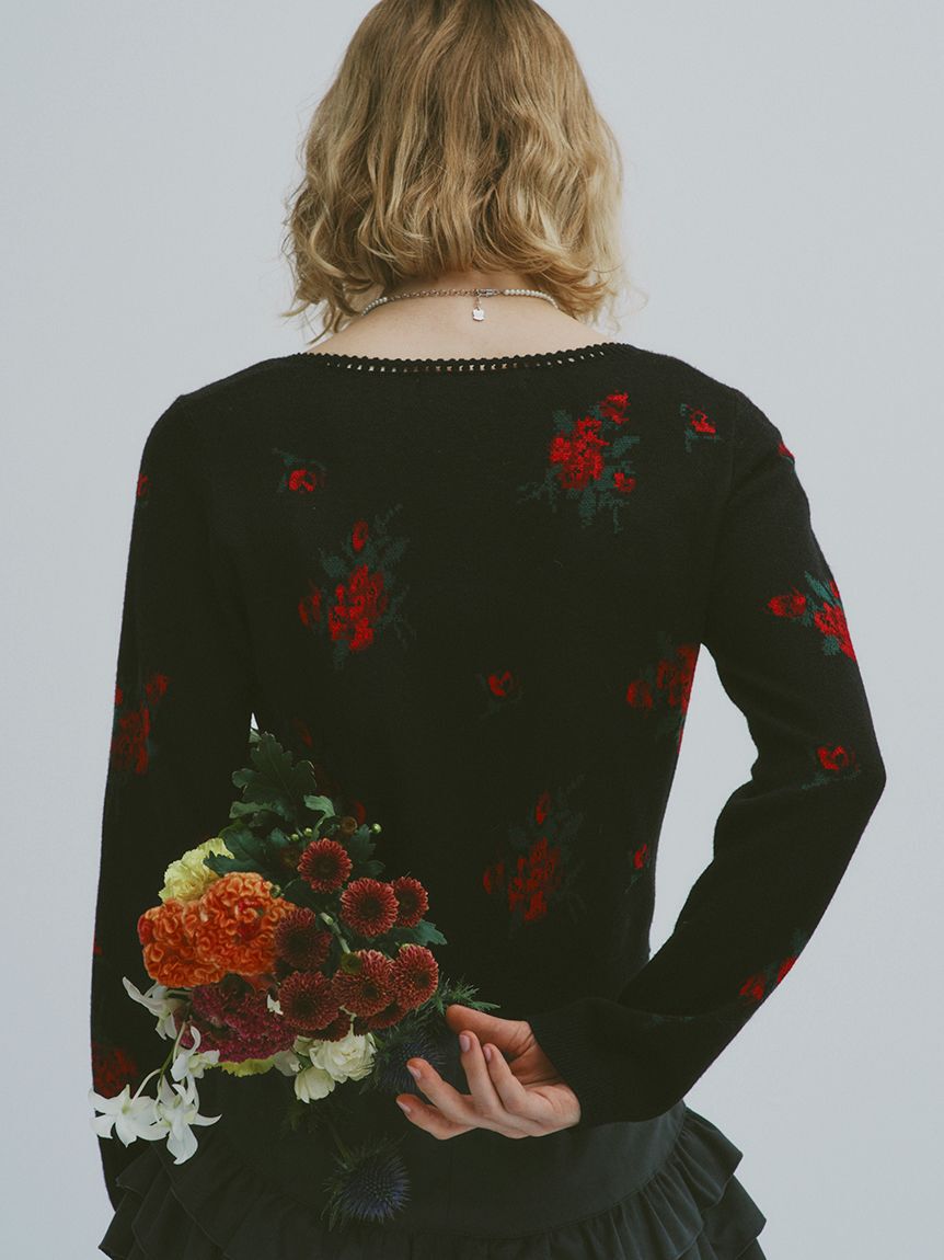 FURFUR「フラワージャガードカーディガン」|カーディガン|