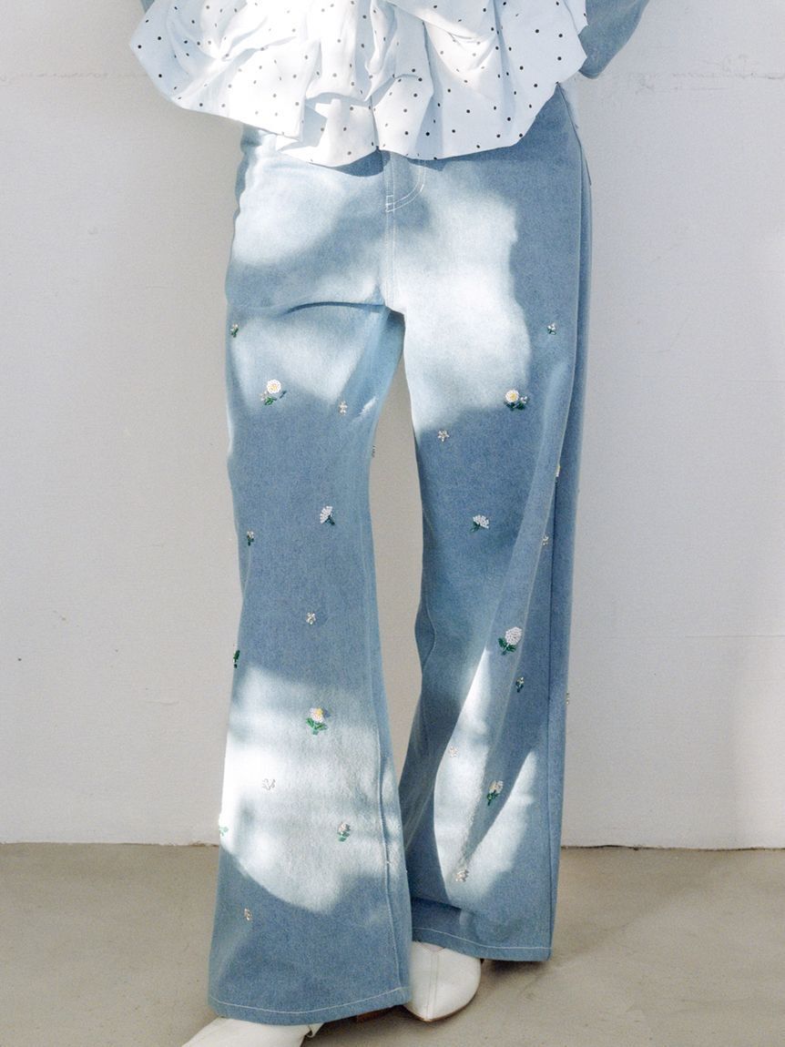 FURFUR「ビーズ刺繍デニムパンツ」|デニム|