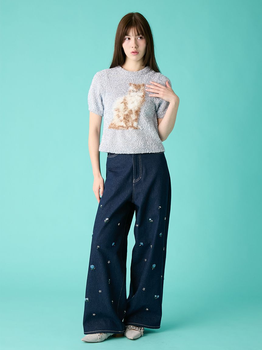 FURFUR「ビーズ刺繍デニムパンツ」|デニム|