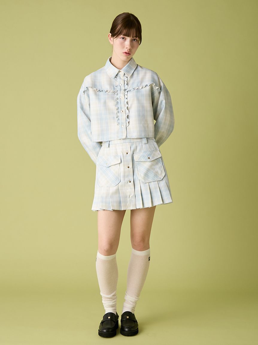 FURFUR「チェック柄クロップドフリルシャツ」|シャツ・ブラウス|