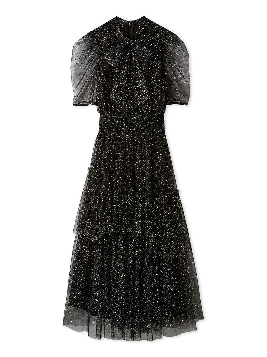FURFUR「【限定サイズ】ハーフスリーブラメチュールドレス」|ドレス|BLK