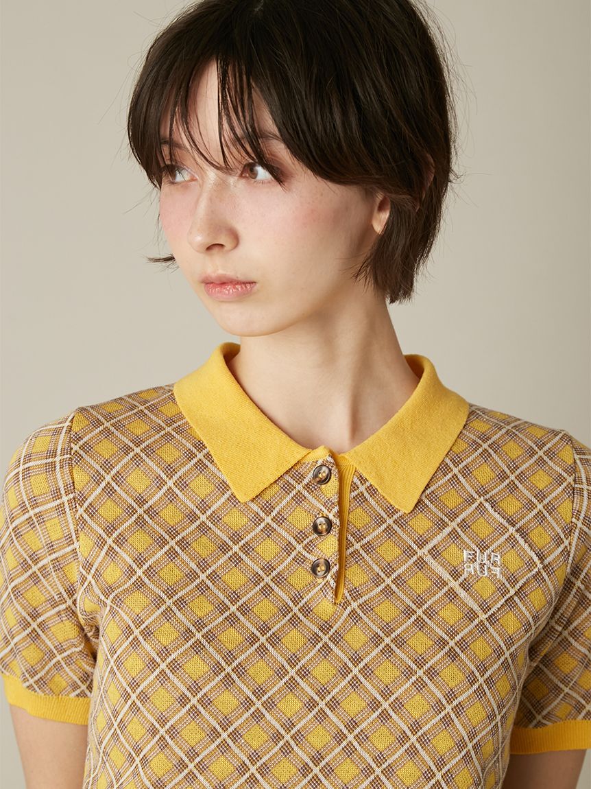 FURFUR「チェックジャガードニットポロ」|ニット・セーター|