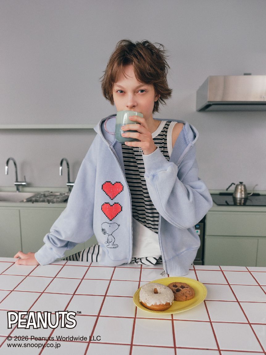 FURFUR「スヌーピーコラボルーズシルエットパーカー」|パーカー|