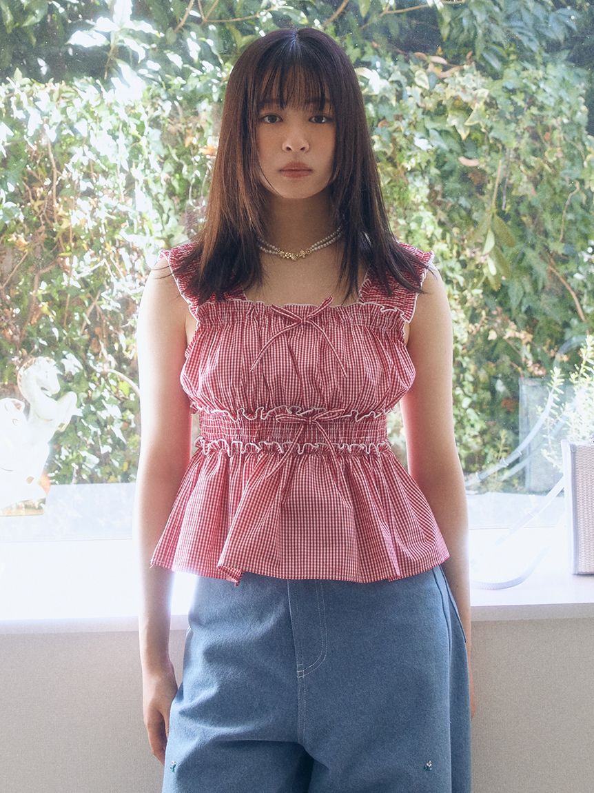 FURFUR「【WEB・一部店舗限定カラー】ギンガムチェックシャーリングブラウス」|シャツ・ブラウス|