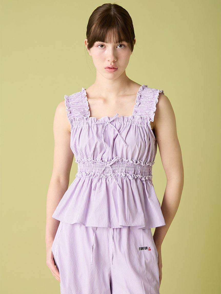 FURFUR「【WEB・一部店舗限定カラー】ギンガムチェックシャーリングブラウス」|シャツ・ブラウス|