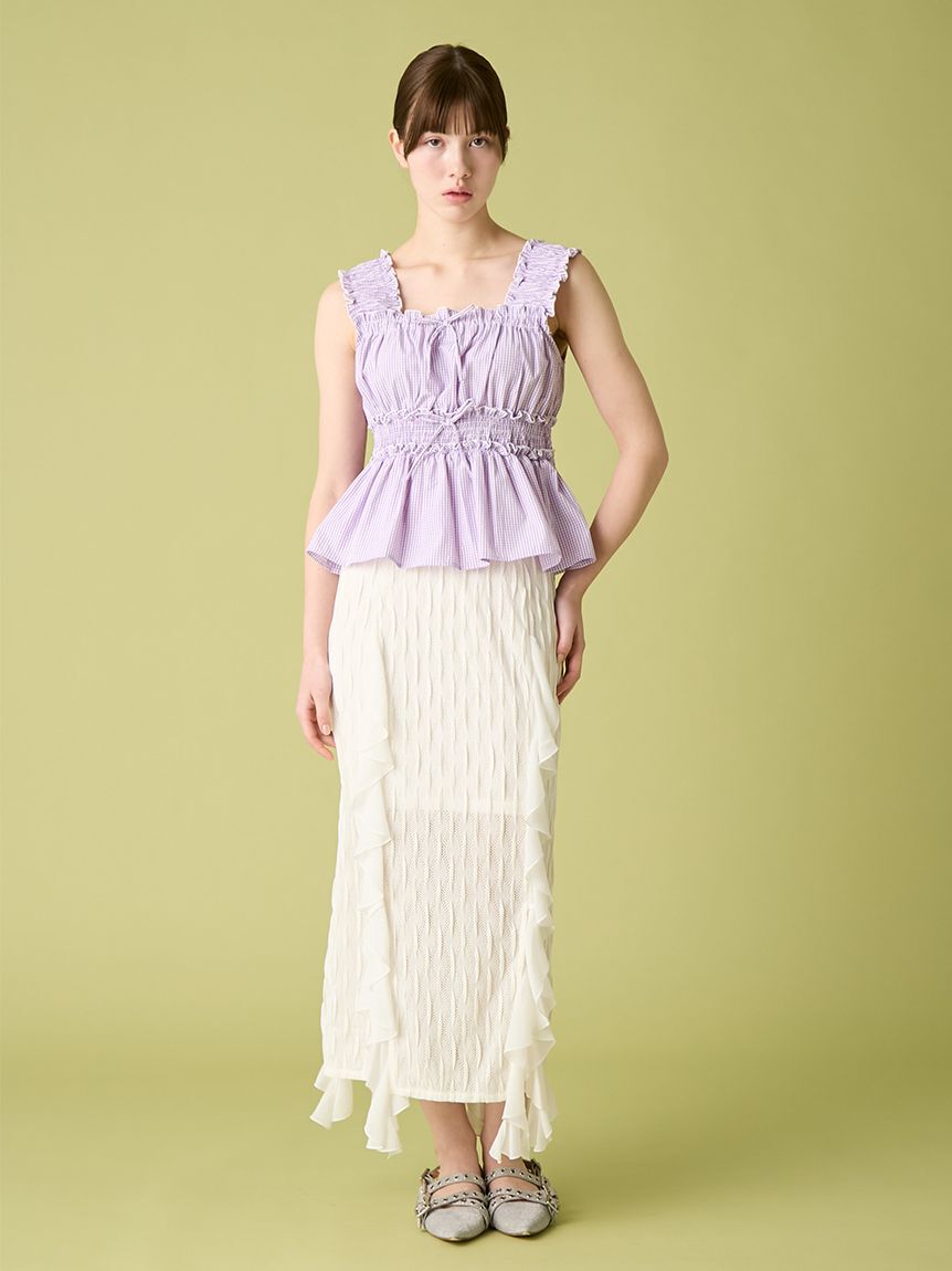 FURFUR「【WEB・一部店舗限定カラー】ギンガムチェックシャーリングブラウス」|シャツ・ブラウス|