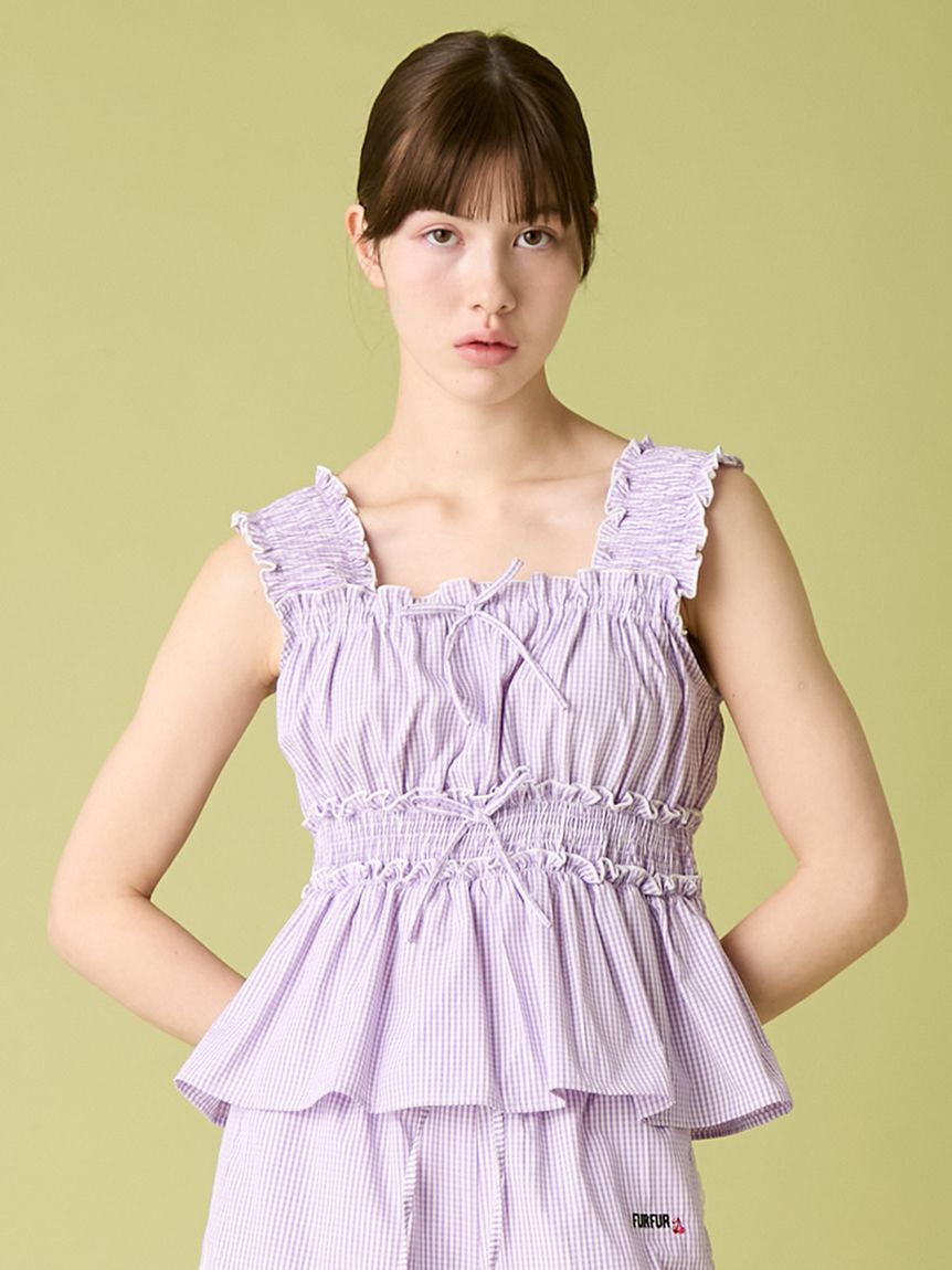 FURFUR「【WEB・一部店舗限定カラー】ギンガムチェックシャーリングブラウス」|シャツ・ブラウス|