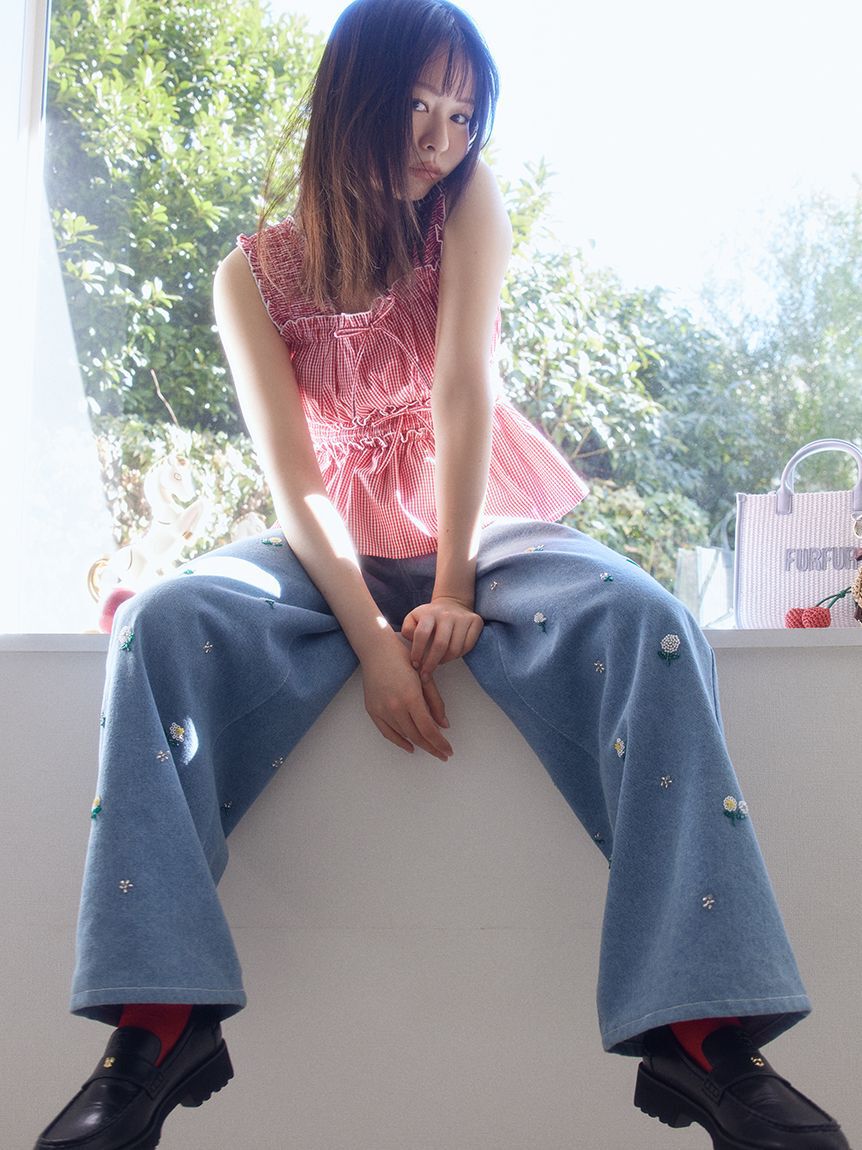 FURFUR「【WEB・一部店舗限定カラー】ギンガムチェックシャーリングブラウス」|シャツ・ブラウス|