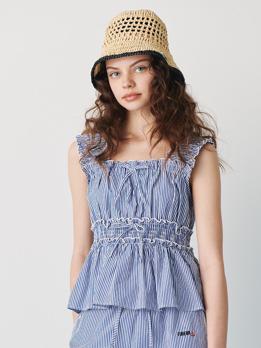 FURFUR「【WEB・一部店舗限定カラー】ギンガムチェックシャーリングブラウス」|シャツ・ブラウス|BLU