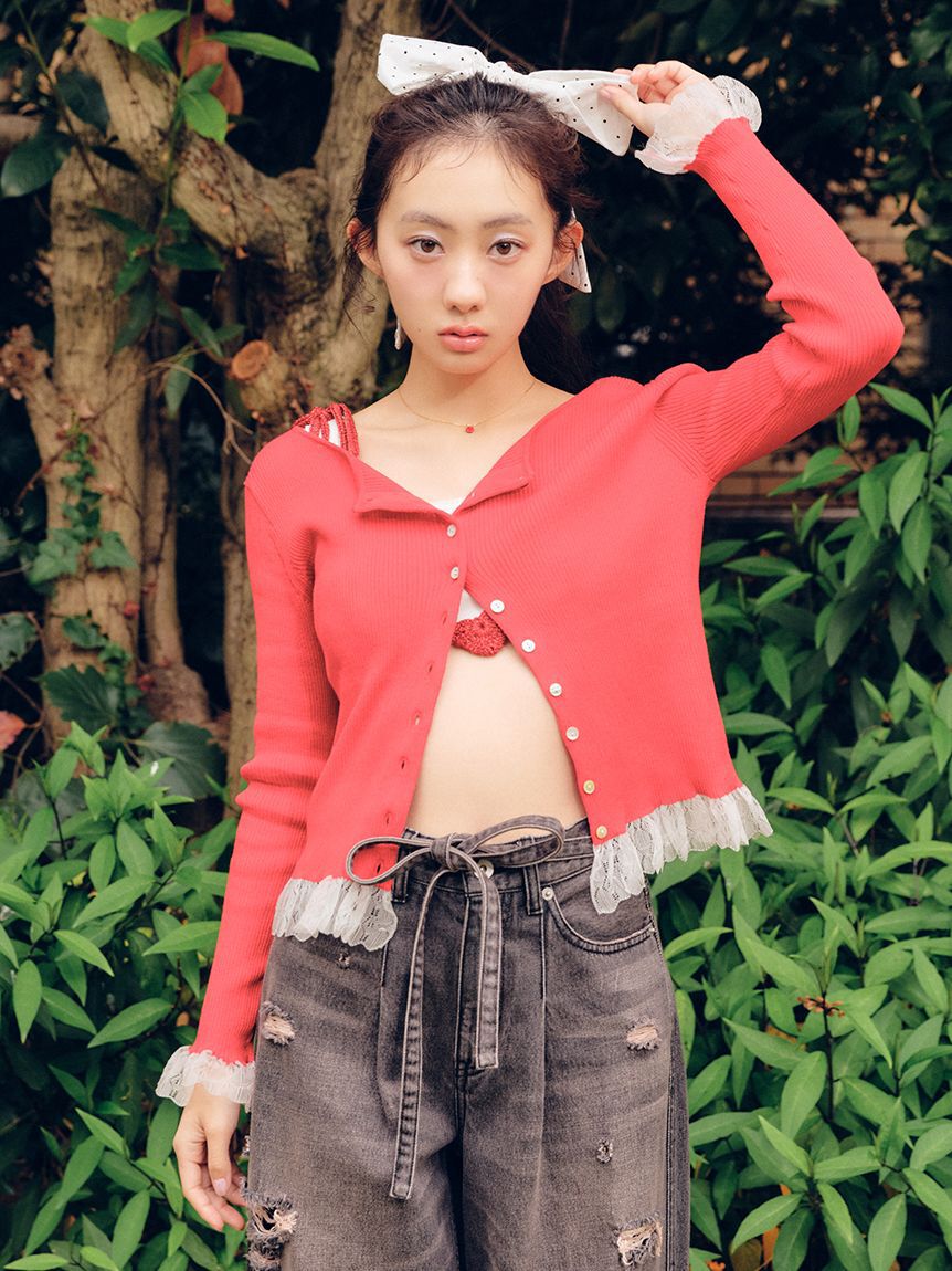 FURFUR「【UVカット】トリミングリブカーディガン【WEB限定カラー】」|カーディガン|