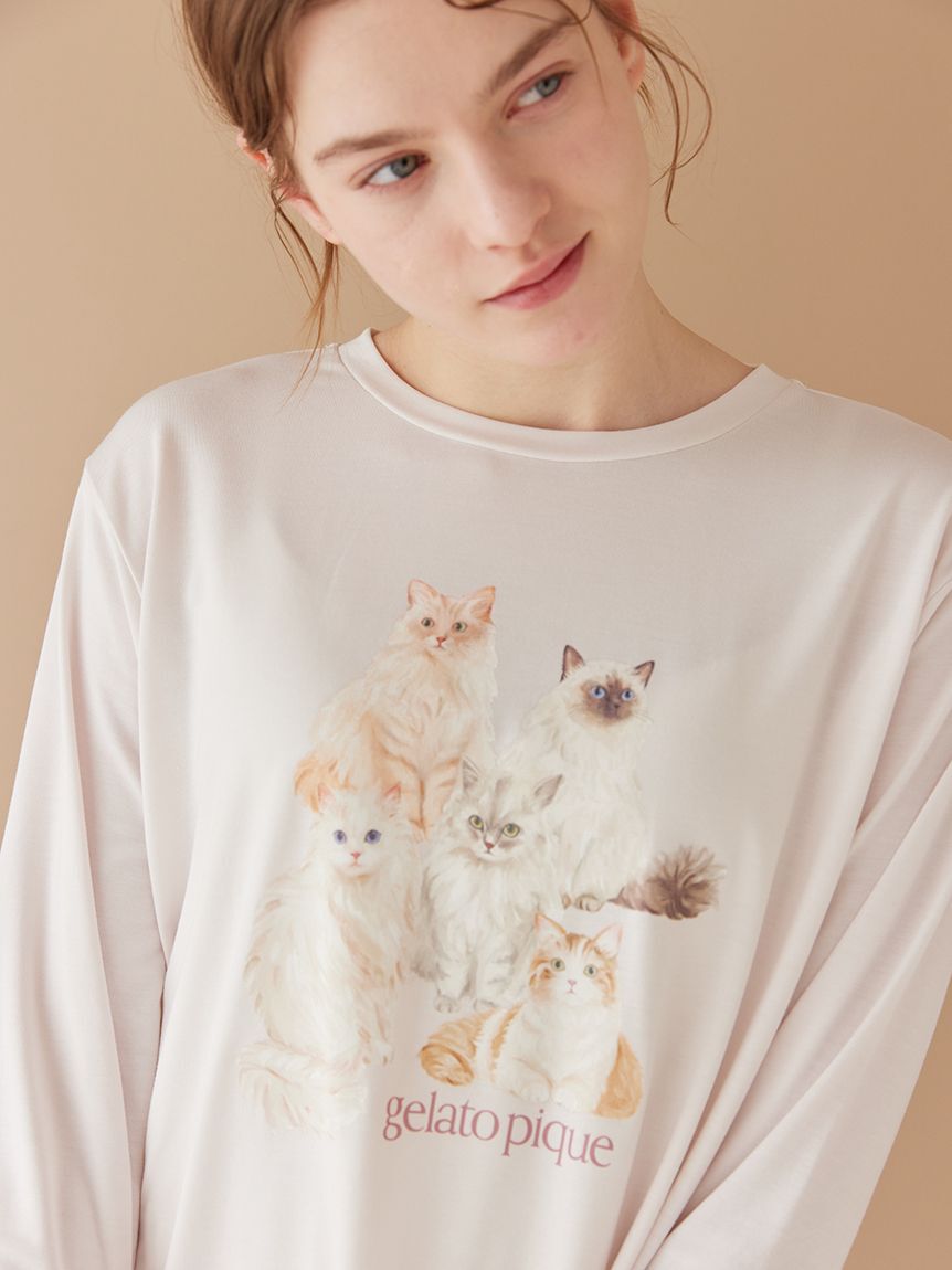 gelato pique「キャットワンポイントロンT」|ルームウェア|