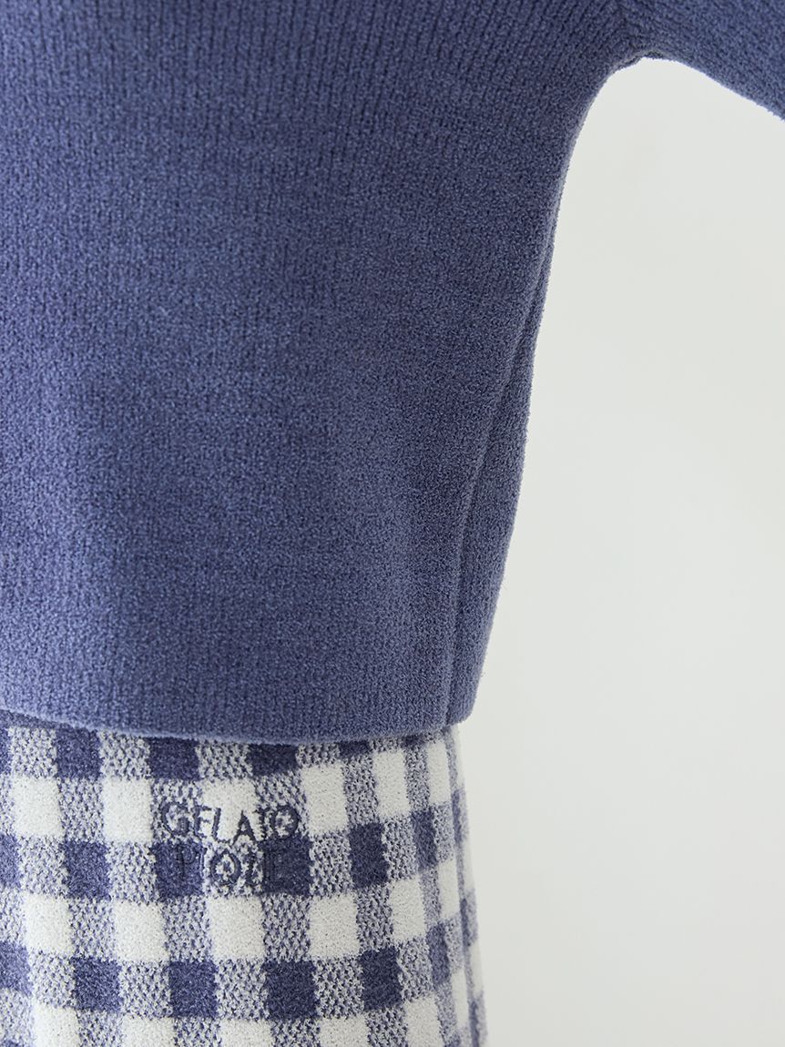 gelato pique「リブカーディガン&チェックロングパンツセット」|ルームウェア|