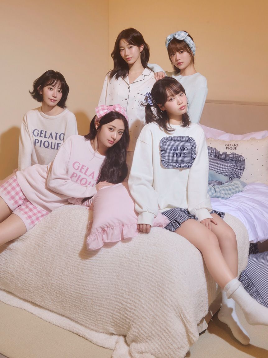 gelato pique「リブカーディガン&チェックロングパンツセット」|ルームウェア|