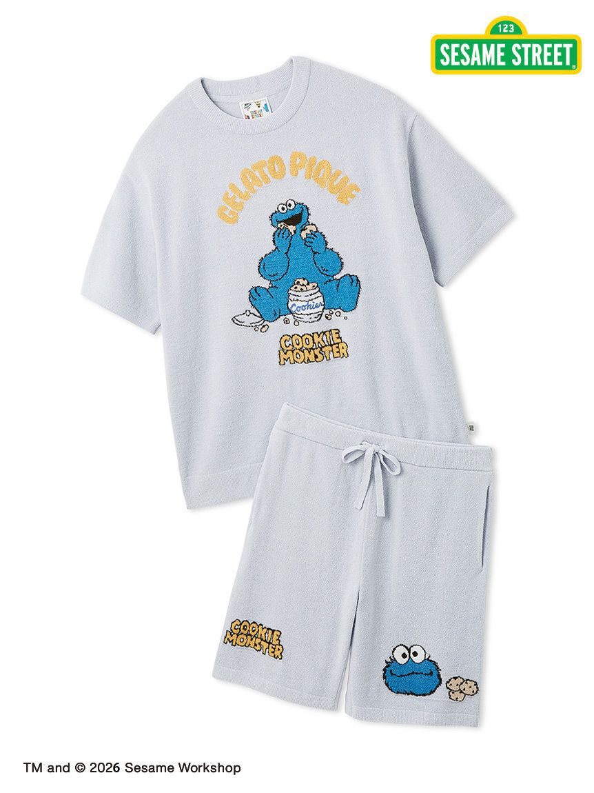GELATO PIQUE HOMME「【SESAME STREET】【HOMME】エアリーモコジャガードプルオーバー&ハーフパンツセット」|ルームウェア|