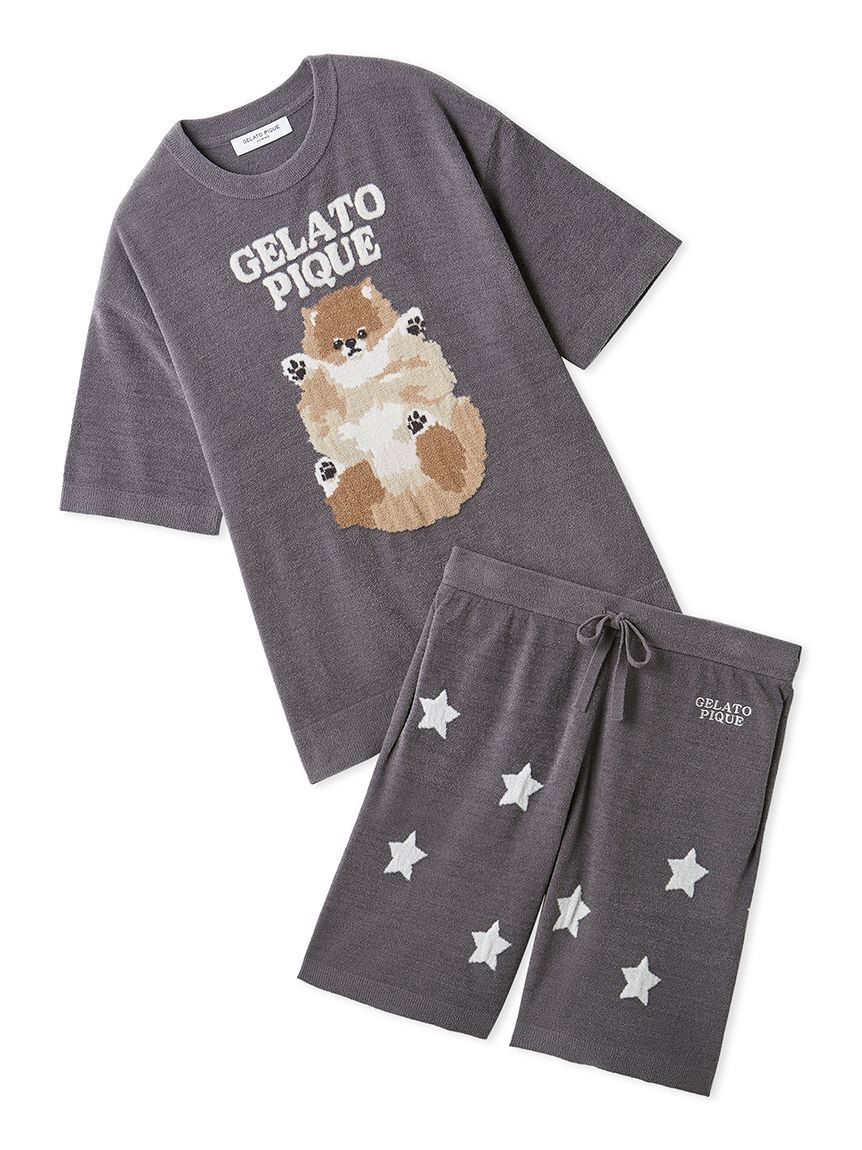 GELATO PIQUE HOMME「【ONLINE限定】【HOMME】ドッグジャガードプルオーバー&ハーフパンツセット」|ルームウェア|