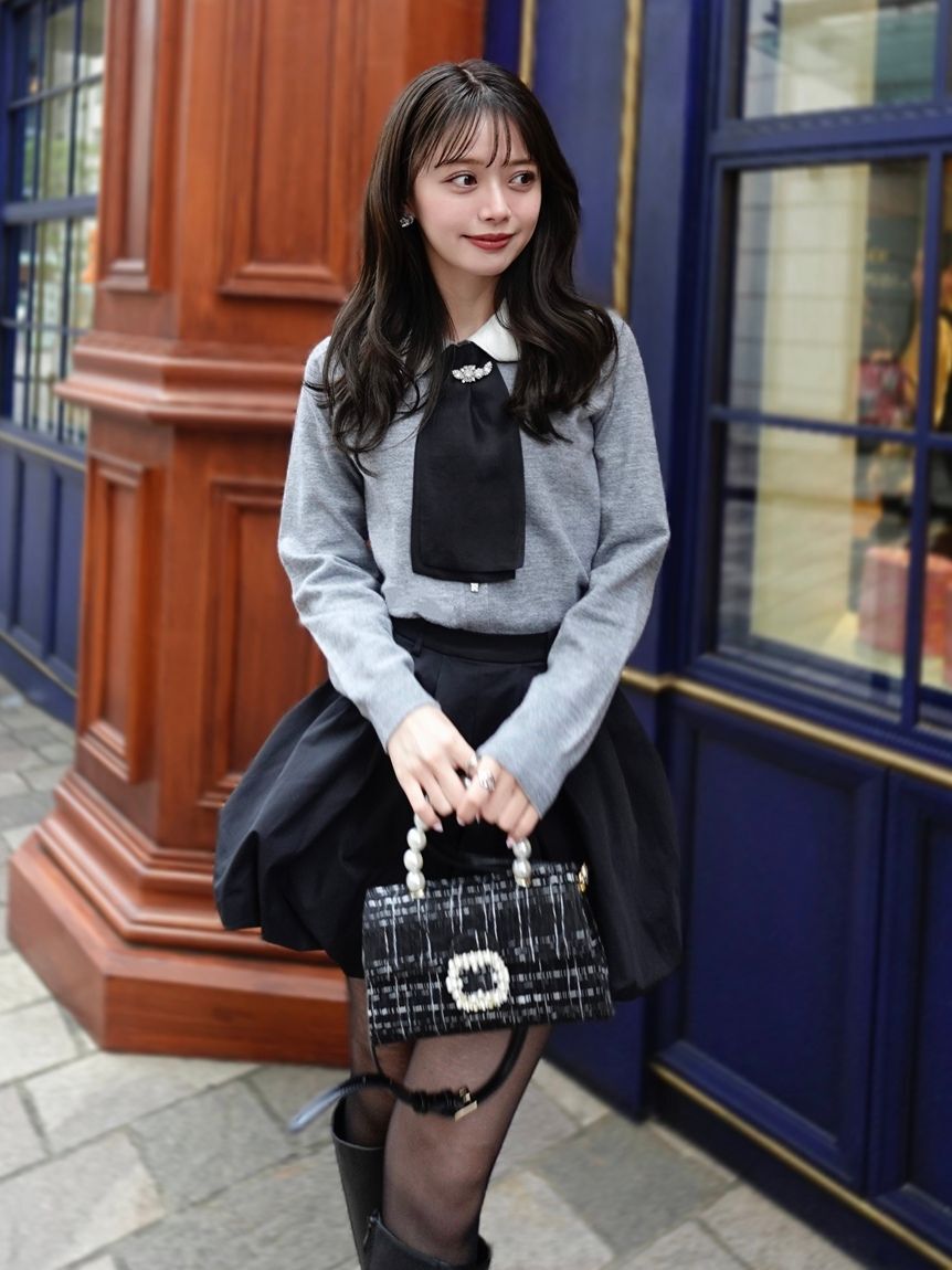 SNIDEL「タイ付きビジューカーディガン」|カーディガン|