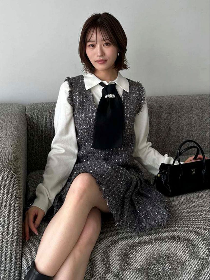 SNIDEL「タイ付きビジューカーディガン」|カーディガン|