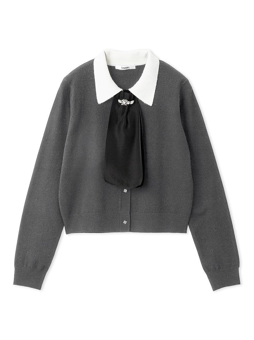 SNIDEL「タイ付きビジューカーディガン」|カーディガン|