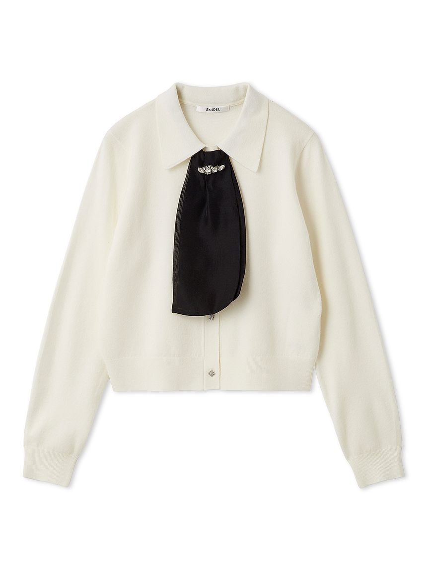 SNIDEL「タイ付きビジューカーディガン」|カーディガン|