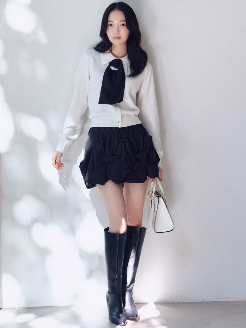 SNIDEL「タイ付きビジューカーディガン」|カーディガン|