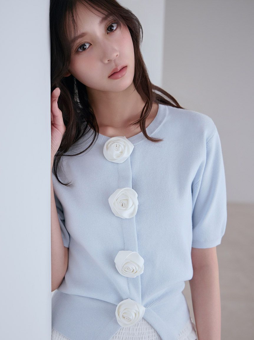 SNIDEL「【WEB限定/ROSE Collection】モチーフボタンニットカーディガン」|カーディガン|