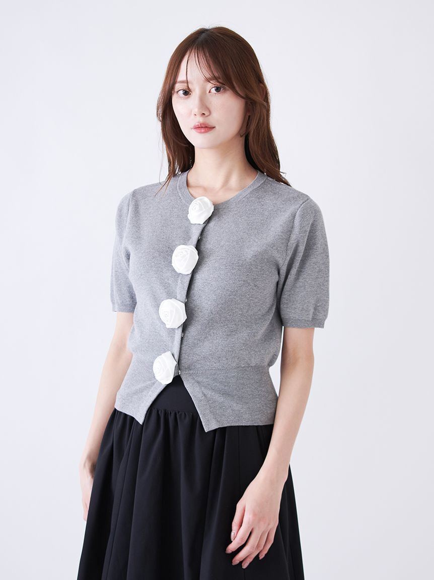 SNIDEL「【WEB限定/ROSE Collection】モチーフボタンニットカーディガン」|カーディガン|