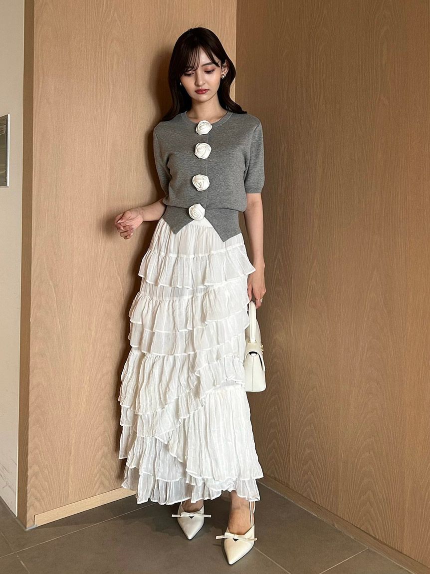 SNIDEL「【WEB限定/ROSE Collection】モチーフボタンニットカーディガン」|カーディガン|