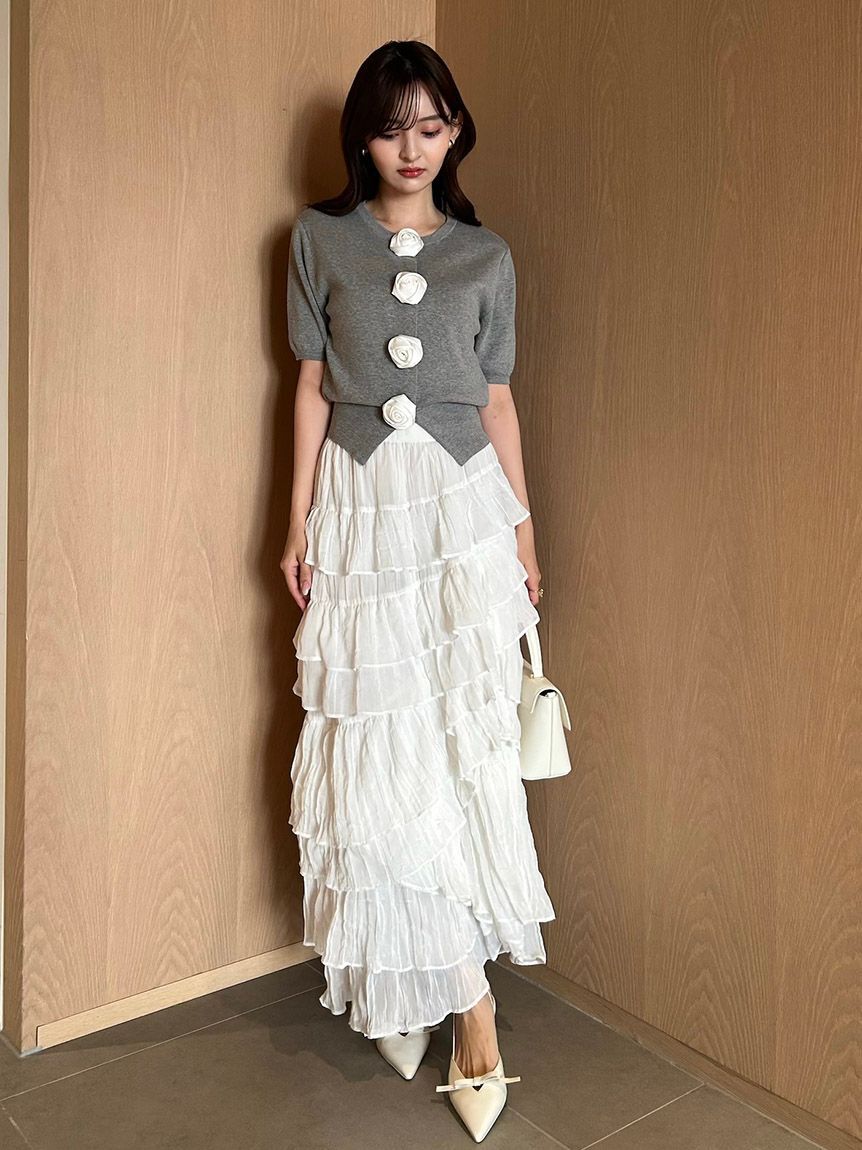 SNIDEL「【WEB限定/ROSE Collection】モチーフボタンニットカーディガン」|カーディガン|