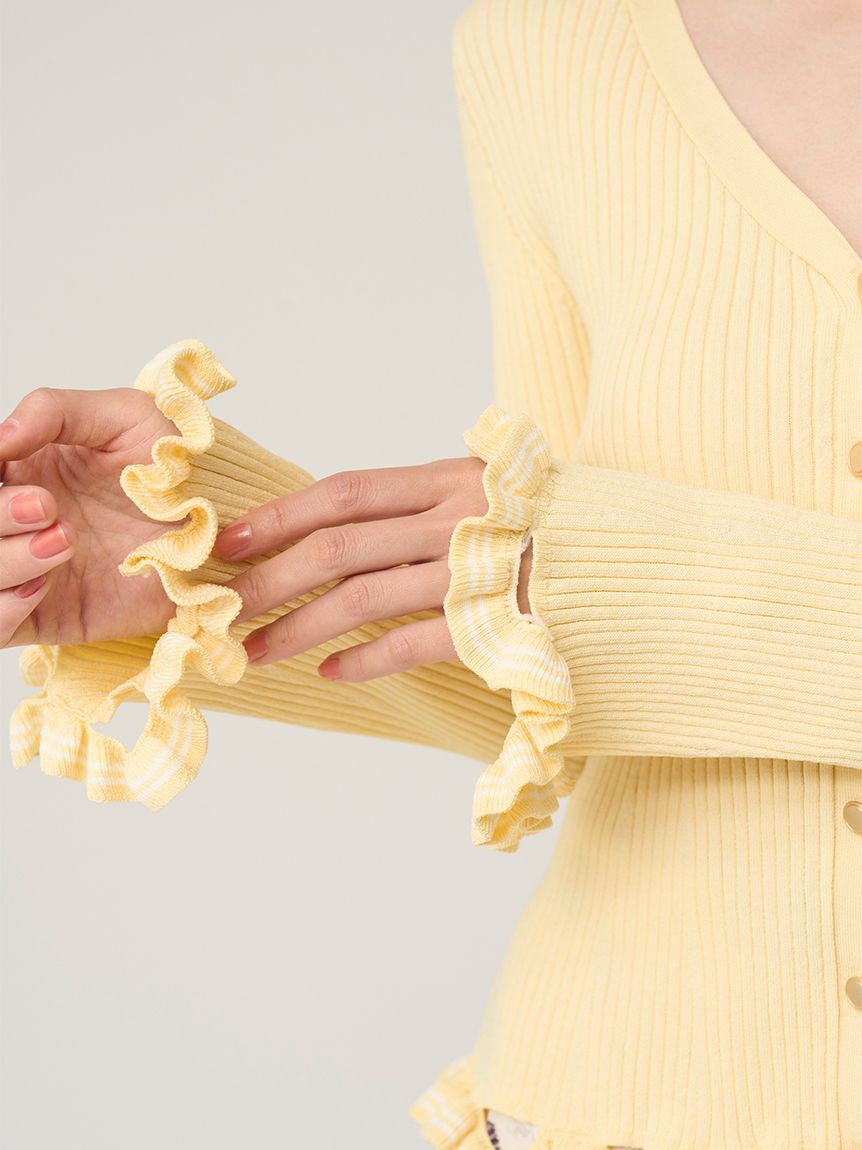 SNIDEL「ボーダーフリルカーディガン」|カーディガン|