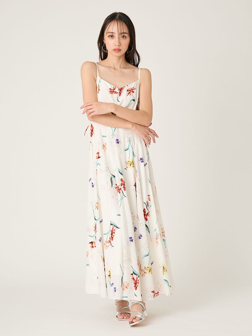 FRAY I.D「【00サイズあり】ボタニカルアシメパターンキャミワンピース」|ワンピース|