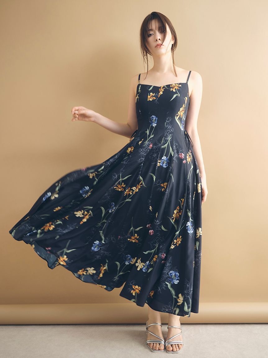 FRAY I.D「【00サイズあり】ボタニカルアシメパターンキャミワンピース」|ワンピース|