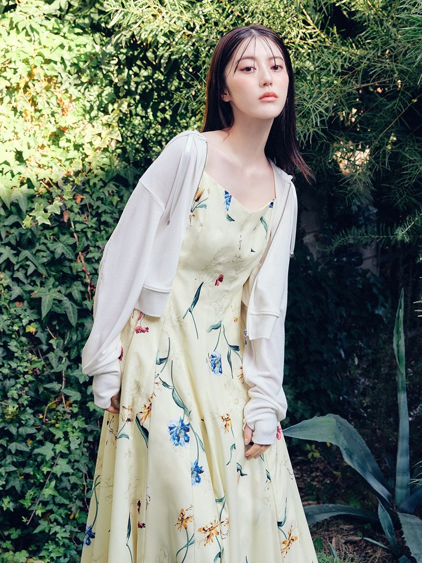 FRAY I.D「【00サイズあり】ボタニカルアシメパターンキャミワンピース」|ワンピース|