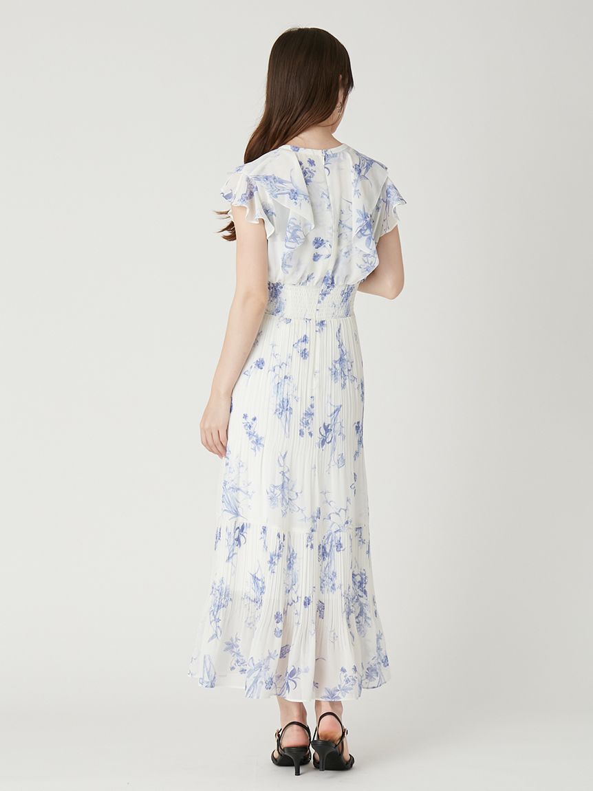 FRAY I.D「【00サイズあり】フリルウエストシャーリングプリントワンピース／ウォッシャブル」|ワンピース|