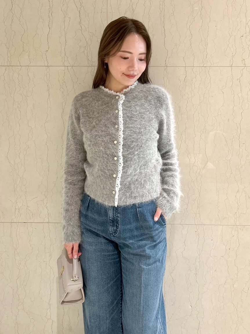 CELFORD「レーストリミングニットカーディガン」|カーディガン|