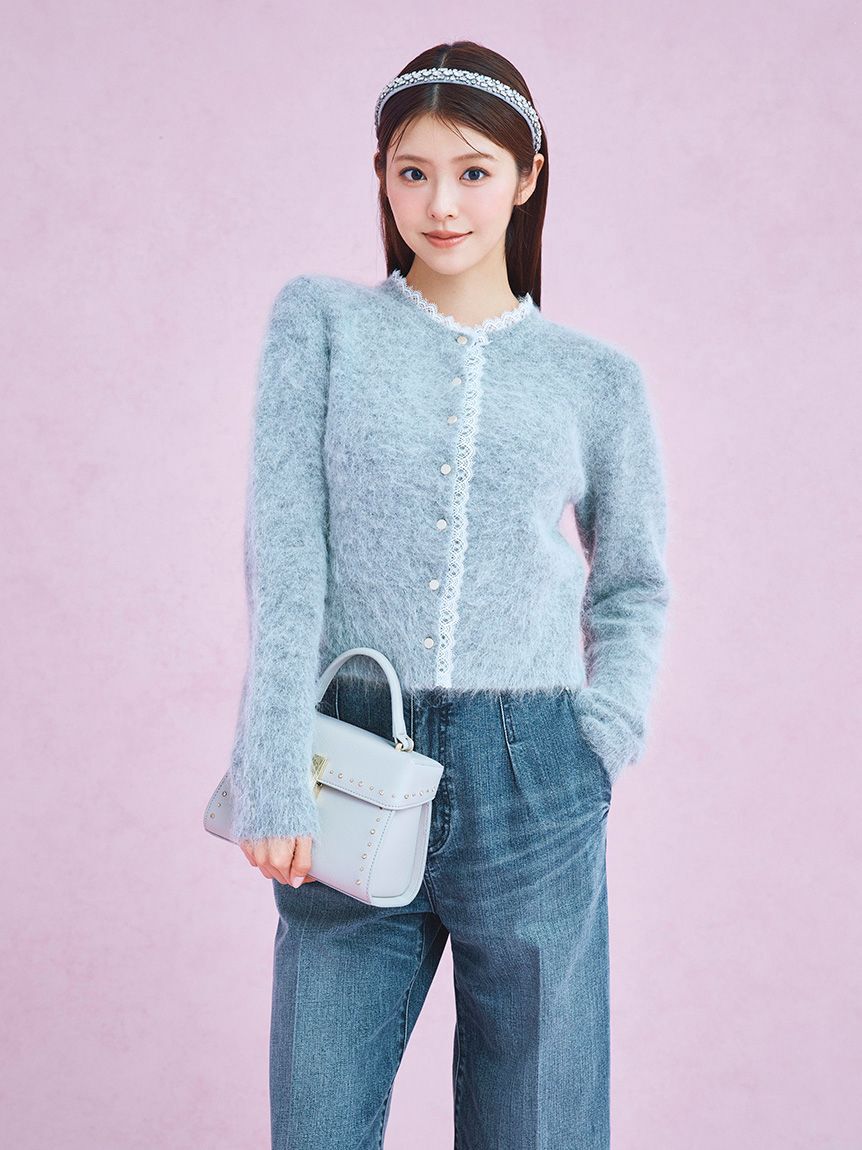 CELFORD「レーストリミングニットカーディガン」|カーディガン|GRY