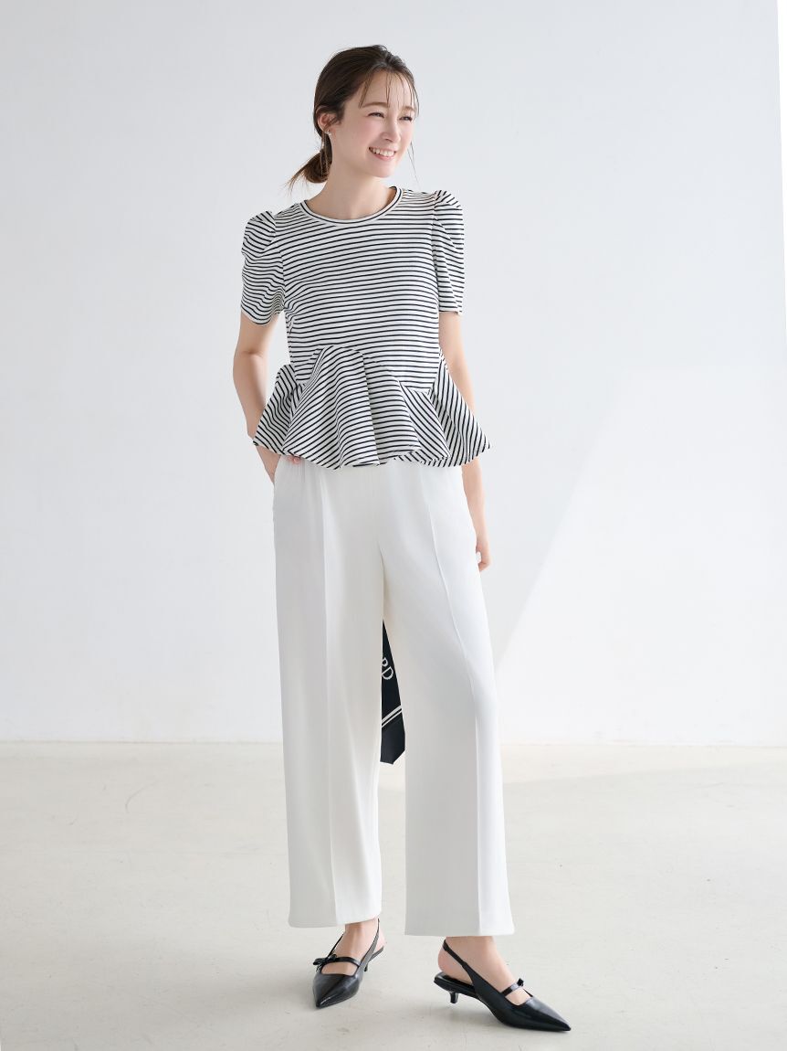 CELFORD「【洗える】レースラインワイドストレートパンツ」|チノ|OWHT