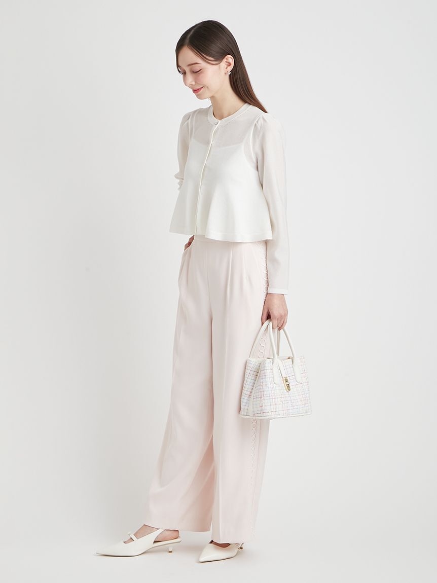 CELFORD「【洗える】レースラインワイドストレートパンツ」|チノ|