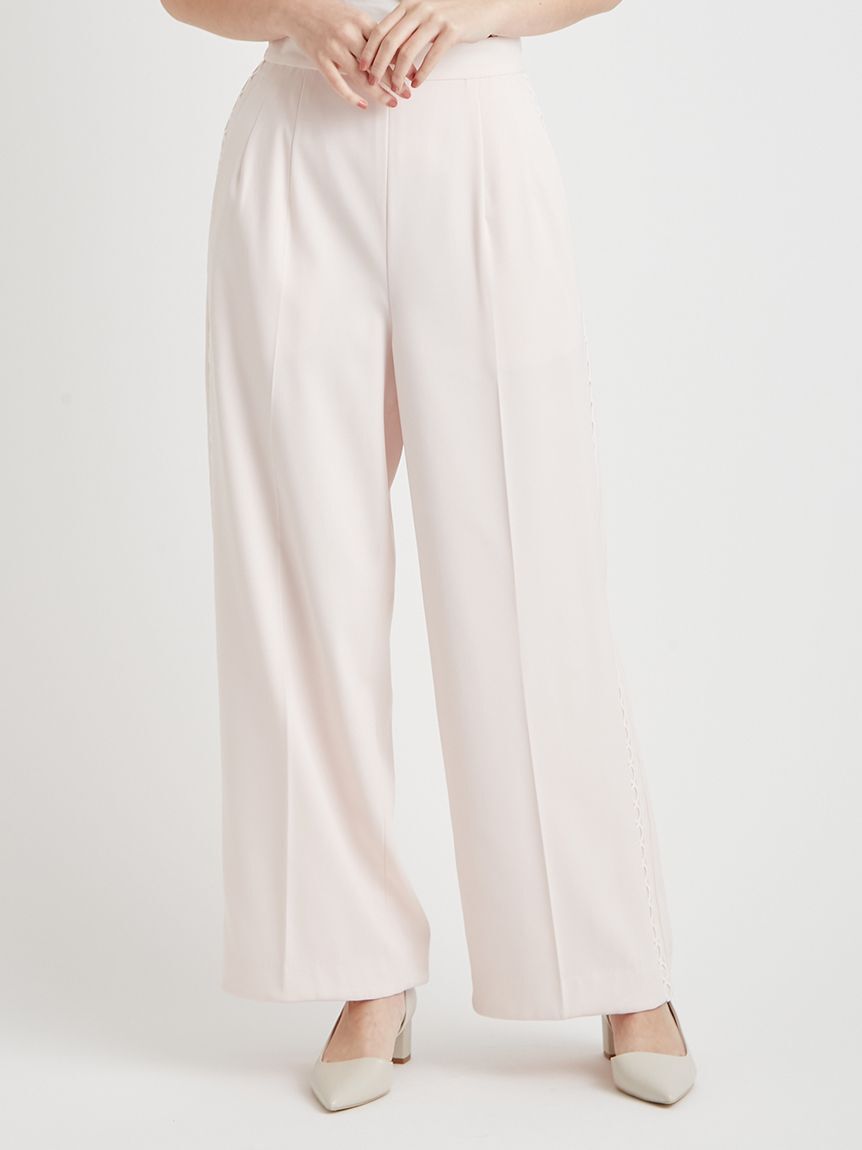 CELFORD「【洗える】レースラインワイドストレートパンツ」|チノ|