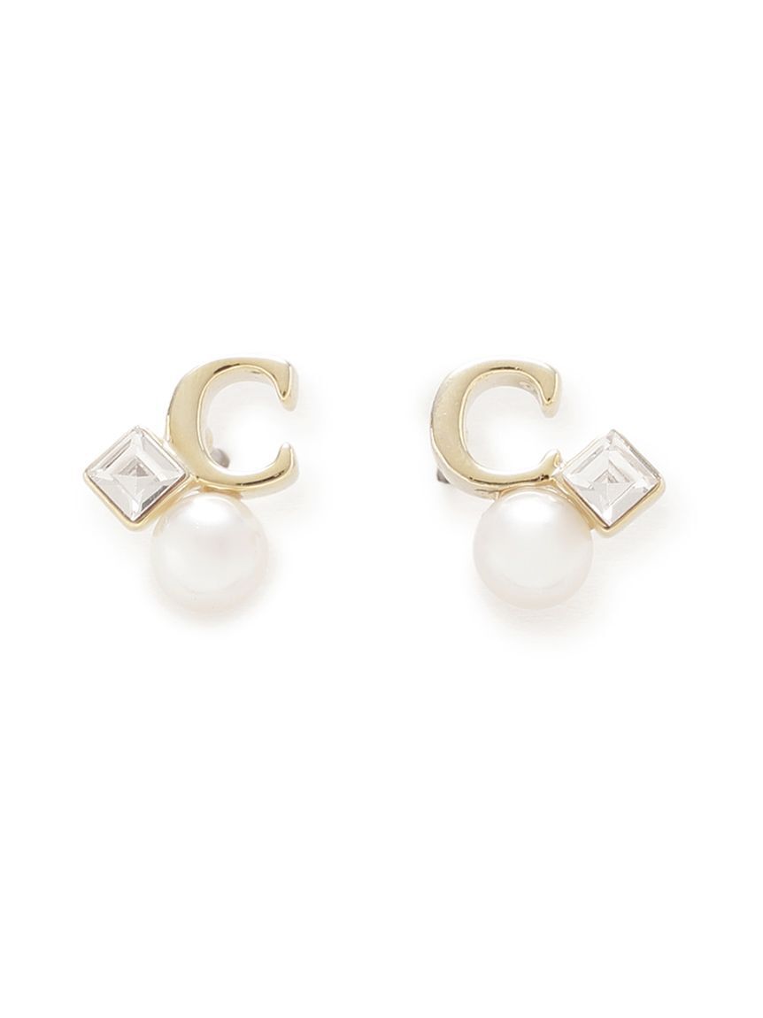 CELFORD「Cロゴビジューパールプチピアス」|ピアス|GLD