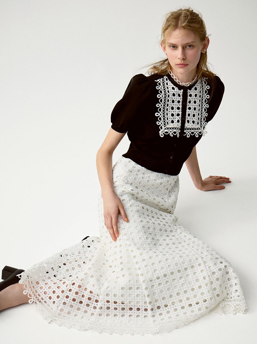 CELFORD「【洗える】【UVカット】ビブヨークレースカーディガン」|カーディガン|BLK