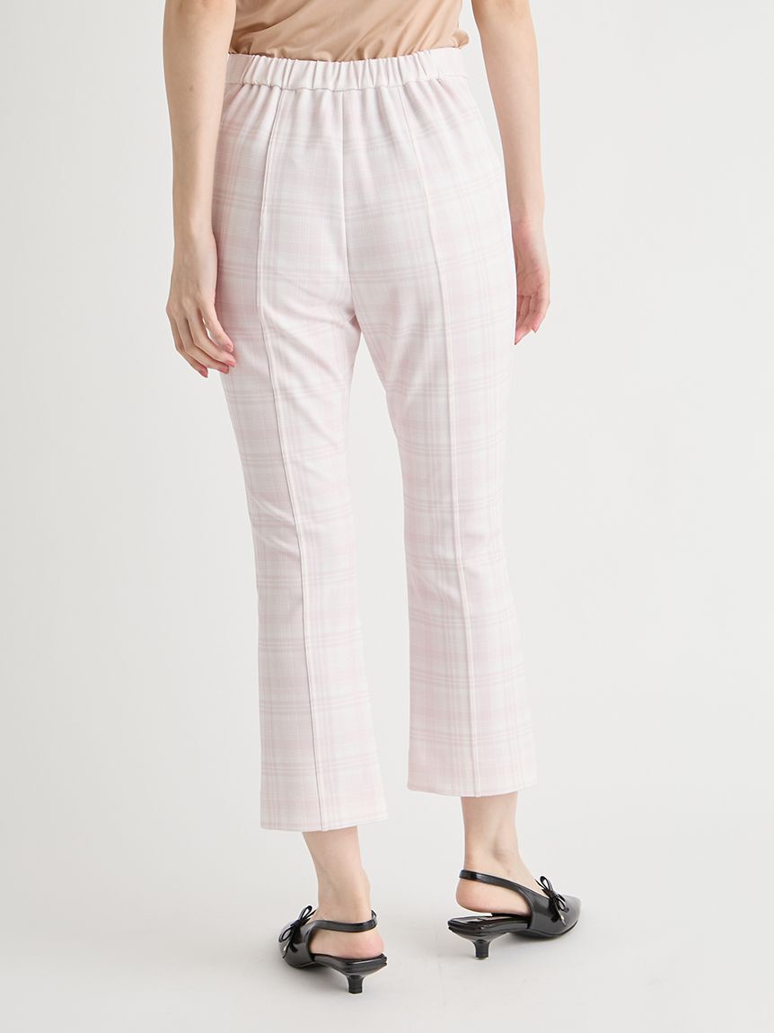 CELFORD「チェック柄ストレッチフレアカプリパンツ」|チノ|