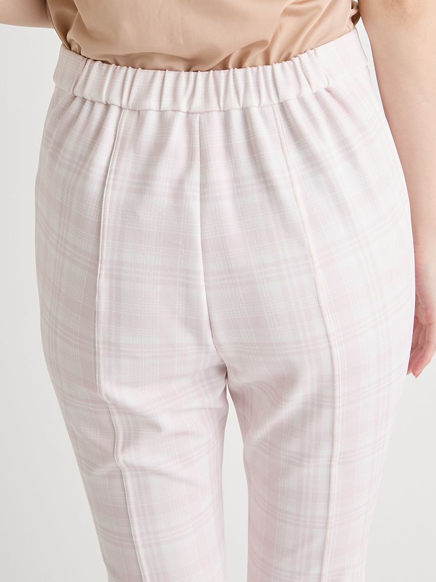 CELFORD「チェック柄ストレッチフレアカプリパンツ」|チノ|